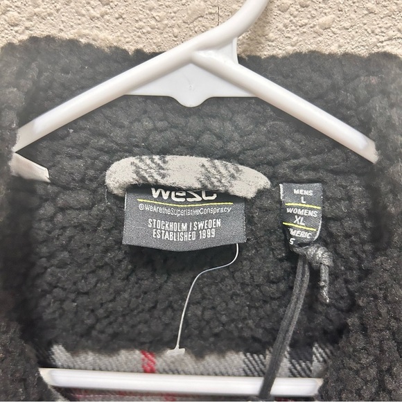 WESC Liam Plaid Fleece-Lined Full-Zip Shirt Jacket Unisex NWT - Picture 3 of 8